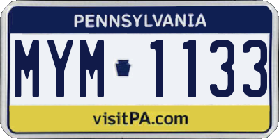 PA license plate MYM1133