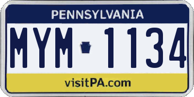 PA license plate MYM1134