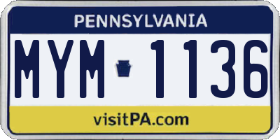 PA license plate MYM1136