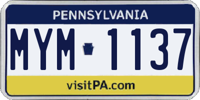 PA license plate MYM1137