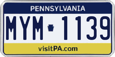 PA license plate MYM1139