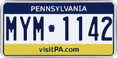 PA license plate MYM1142