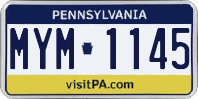 PA license plate MYM1145