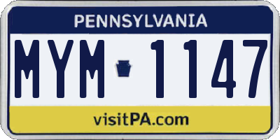 PA license plate MYM1147