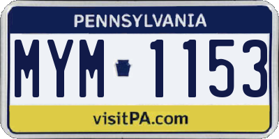 PA license plate MYM1153