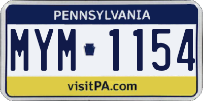 PA license plate MYM1154