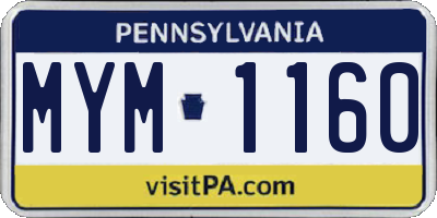 PA license plate MYM1160