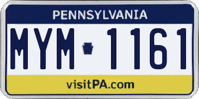 PA license plate MYM1161