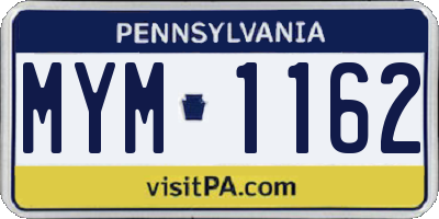 PA license plate MYM1162