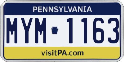 PA license plate MYM1163