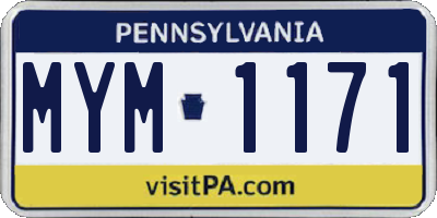 PA license plate MYM1171