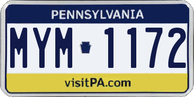 PA license plate MYM1172
