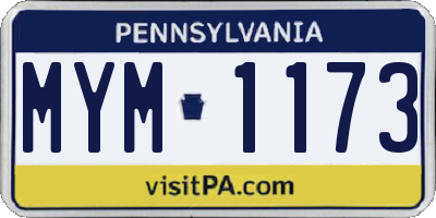 PA license plate MYM1173