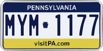 PA license plate MYM1177