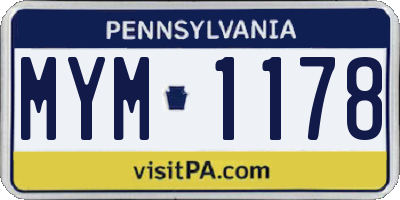 PA license plate MYM1178