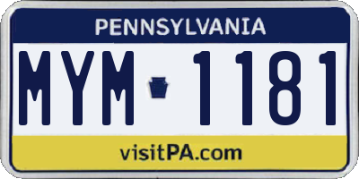 PA license plate MYM1181