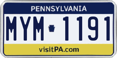 PA license plate MYM1191