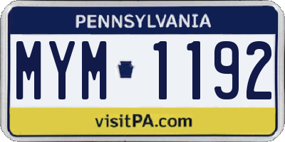 PA license plate MYM1192