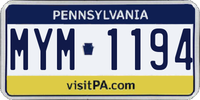 PA license plate MYM1194