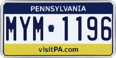 PA license plate MYM1196