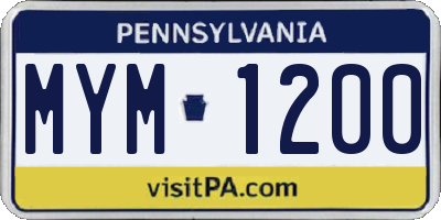 PA license plate MYM1200