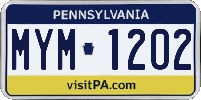 PA license plate MYM1202