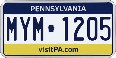 PA license plate MYM1205