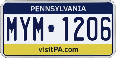 PA license plate MYM1206
