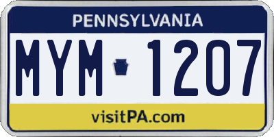 PA license plate MYM1207