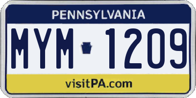 PA license plate MYM1209