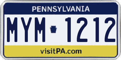 PA license plate MYM1212