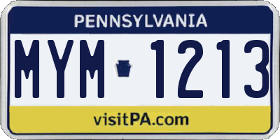 PA license plate MYM1213