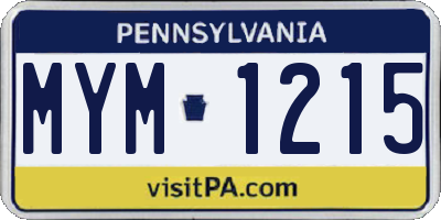 PA license plate MYM1215