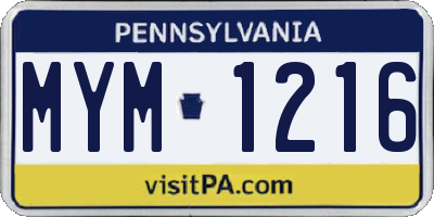 PA license plate MYM1216
