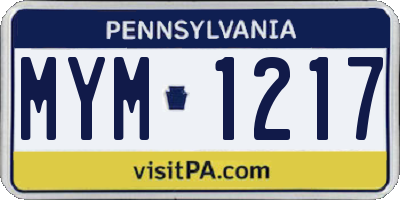 PA license plate MYM1217