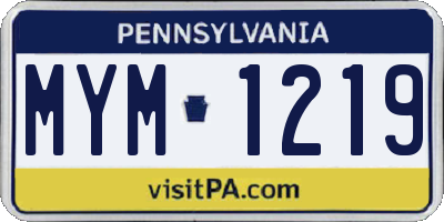 PA license plate MYM1219