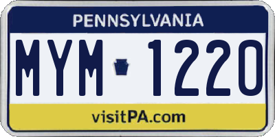 PA license plate MYM1220