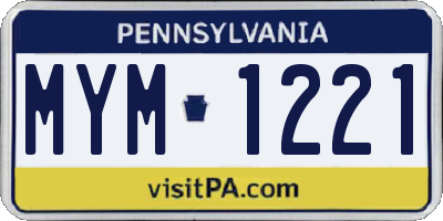 PA license plate MYM1221