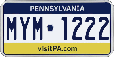 PA license plate MYM1222
