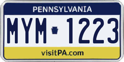 PA license plate MYM1223