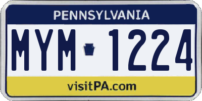 PA license plate MYM1224