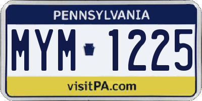 PA license plate MYM1225