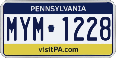 PA license plate MYM1228