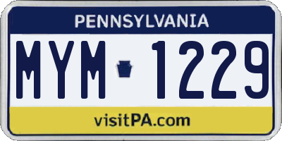 PA license plate MYM1229