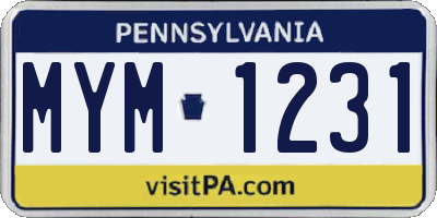 PA license plate MYM1231