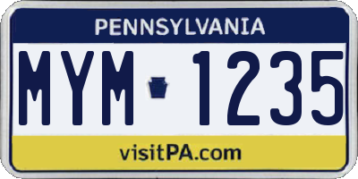 PA license plate MYM1235