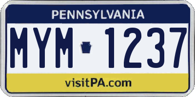 PA license plate MYM1237