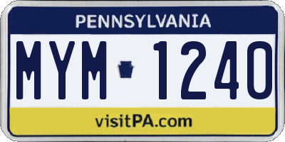 PA license plate MYM1240