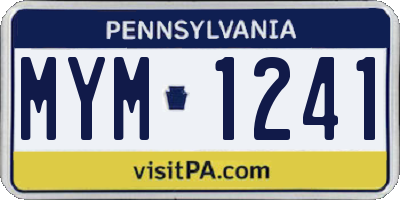 PA license plate MYM1241
