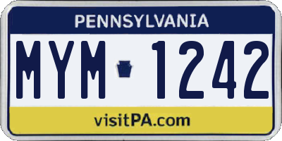 PA license plate MYM1242